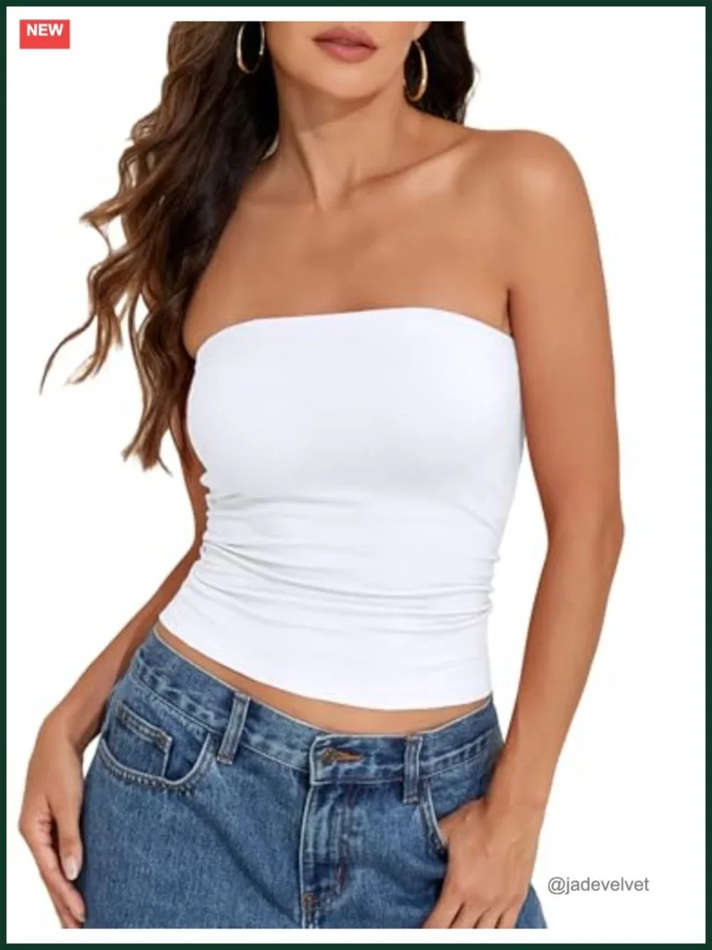 Women's Cotton Tube Top with Built-in Shelf Bra Strapless Crop